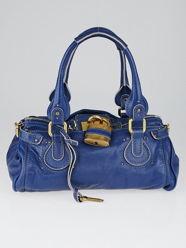 Chloe Blue Leather Medium Paddington Satchel Bag