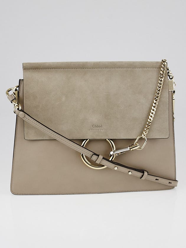 Chloe Motty Grey Leather and Suede Faye Medium Shoulder Bag