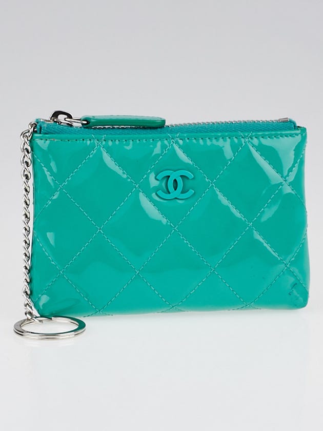 Chanel Green Quilted Patent Leather CC O-Key Holder