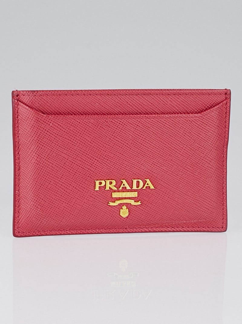 Prada Peonia Saffiano Metal Leather Card Holder 1M0208 | Yoogi's