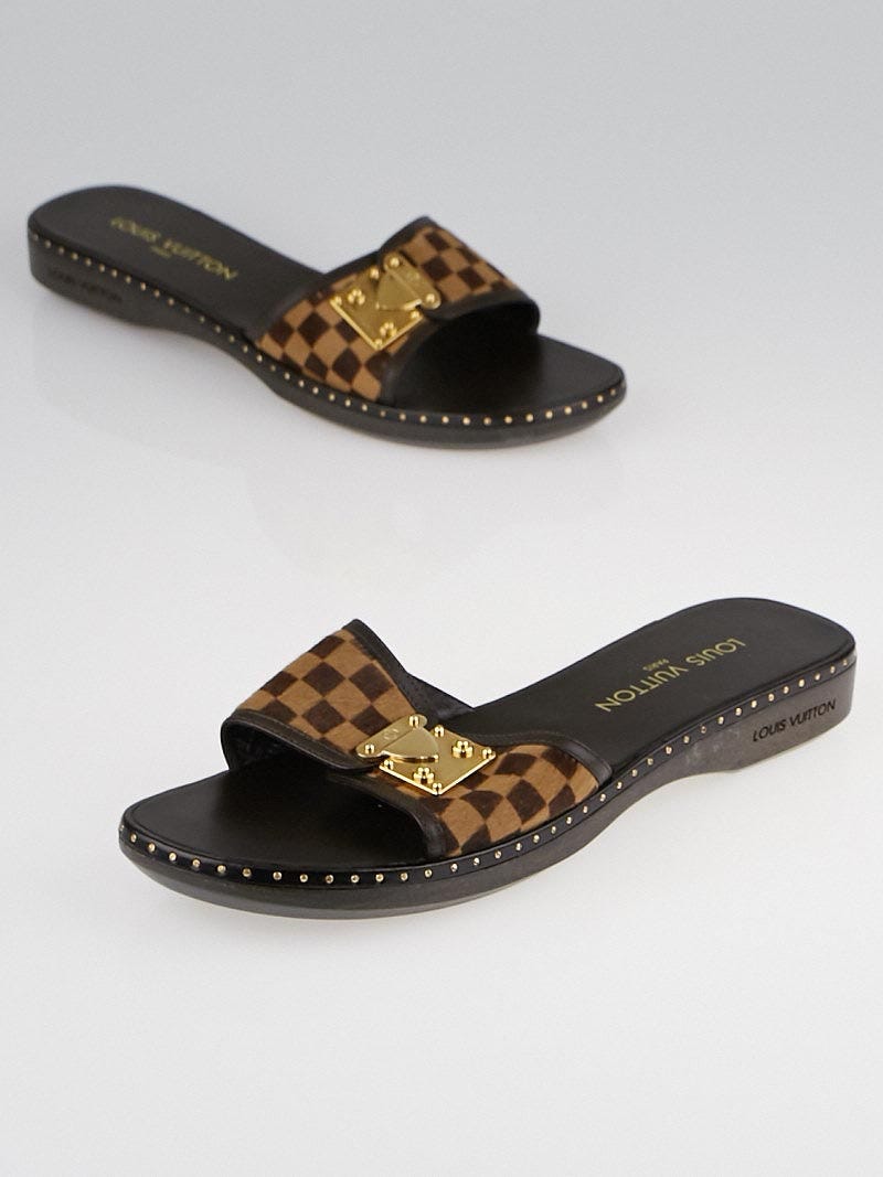 Louis Vuitton Brown Leather Lock It Sandals Size 39 Louis Vuitton | The  Luxury Closet