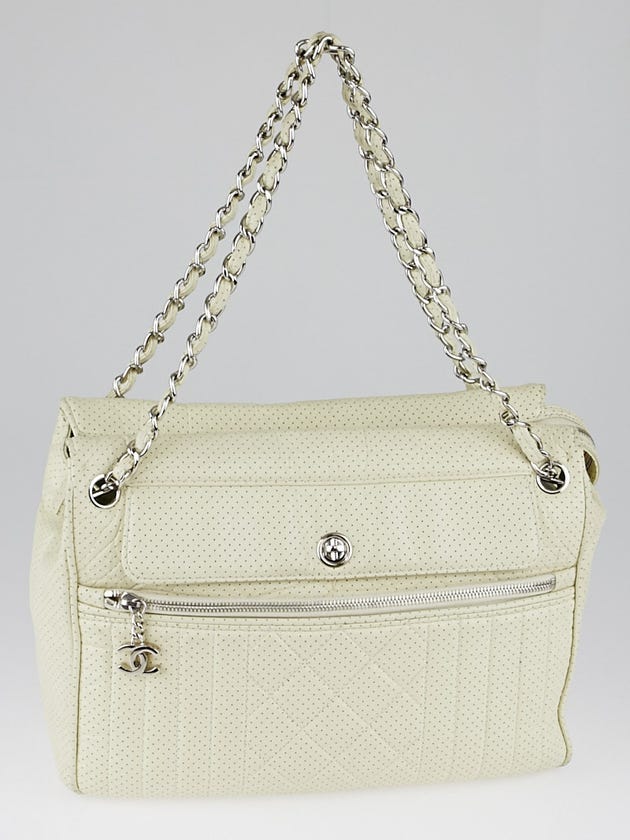 Chanel White Perforated Leather Large Tote Bag