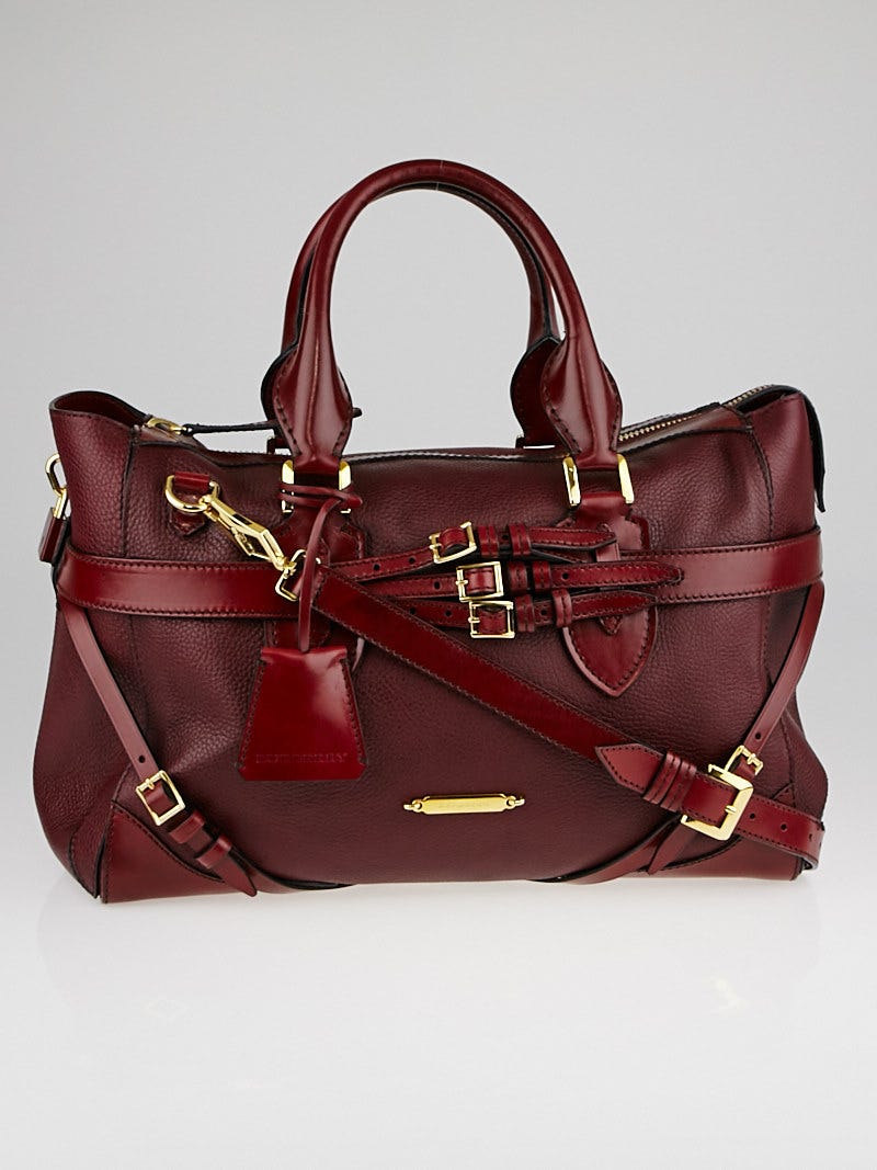 Burberry Red Claret Grainy Bridle Leather Large Gladstone Toe Bag Yoogi s Closet
