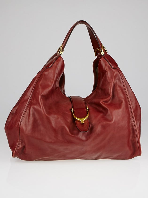 Gucci Red Calfskin Leather Soft Stirrup Large Shoulder Bag