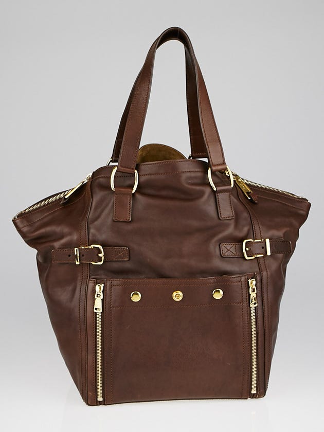 Yves Saint Laurent Brown Leather Medium Downtown Bag