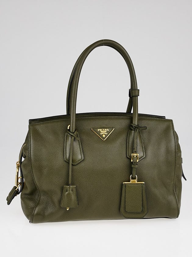Prada Green Vitello Daino Leather Tote Bag
