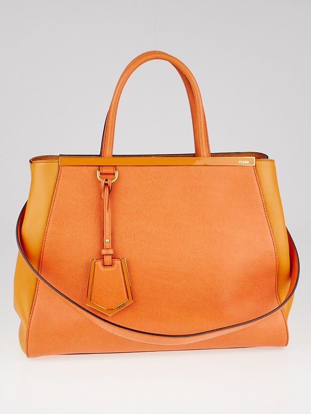 Fendi Orange Vitello Leather Medium 2Jours Elite Tote Bag 8BH250