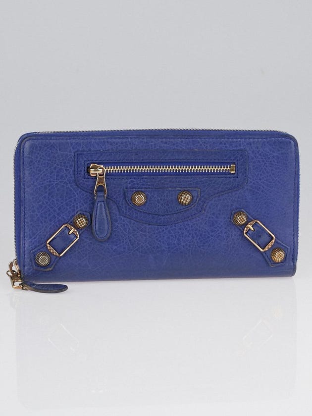 Balenciaga Jacynthe Lambskin Leather Giant 12 Gold Continental Zip Around Wallet