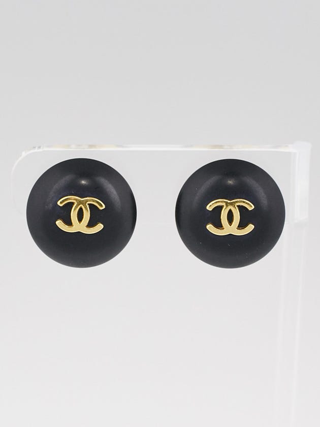 Chanel Goldtone and Black CC Clip-On Earrings