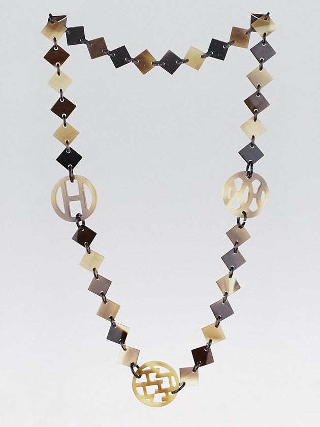 Hermes Brown Buffalo Horn Lena Necklace