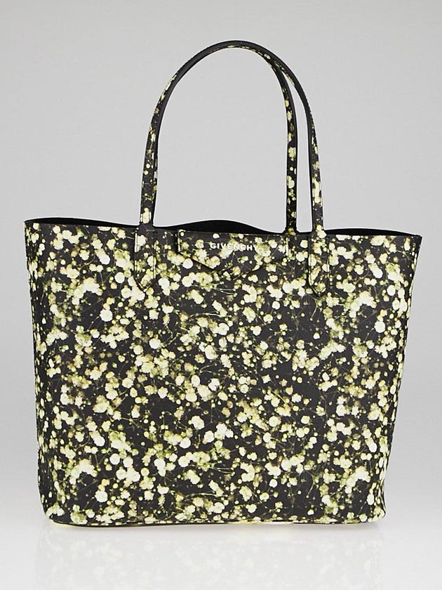 Givenchy Green/Black Floral-Print Coated Canvas Antigona Small Shopper Tote Bag