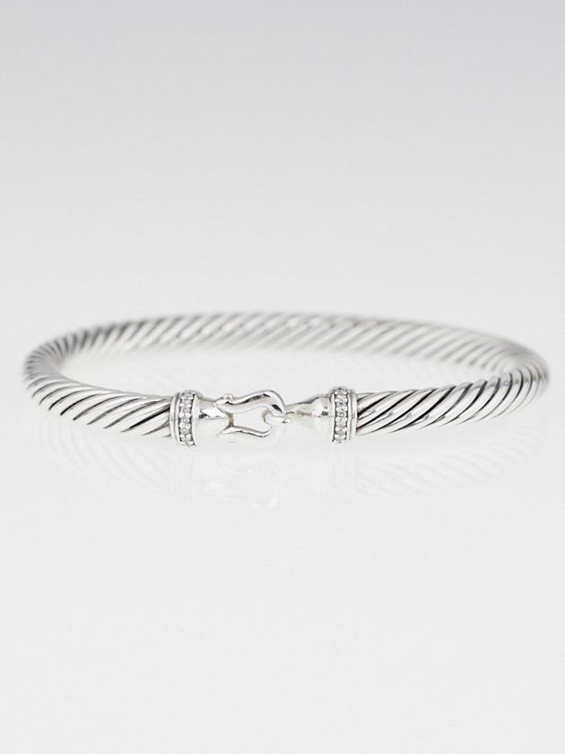 David Yurman 5mm Sterling Silver and Diamond Cable Buckle Bracelet