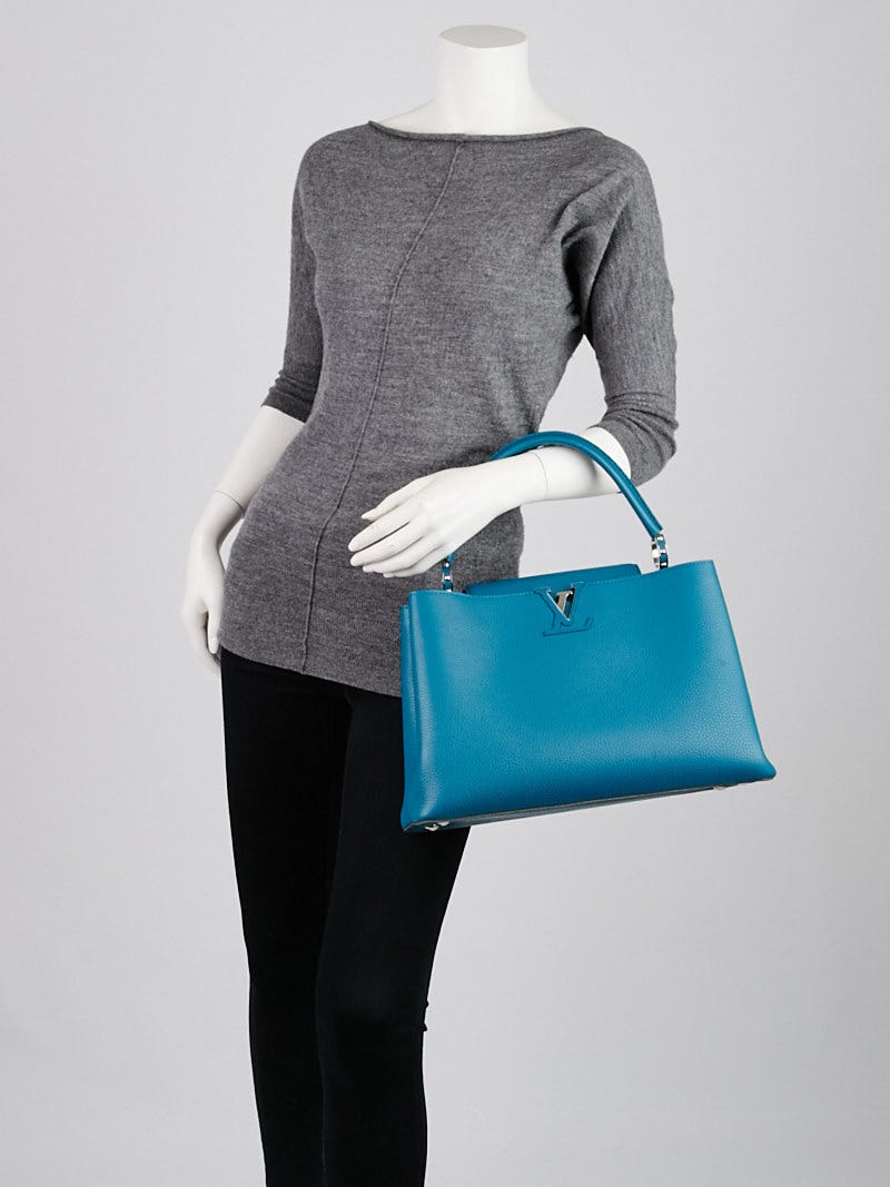 Louis Vuitton Blue Taurillon Leather Capucines MM Bag - Yoogi's Closet