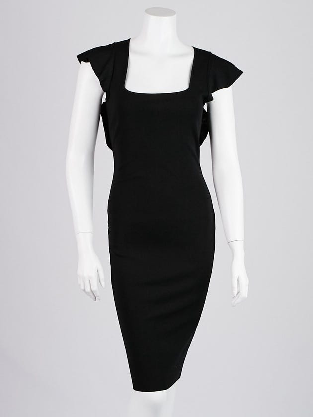 Valentino Black Viscose Blend Lace Detail Dress Size M