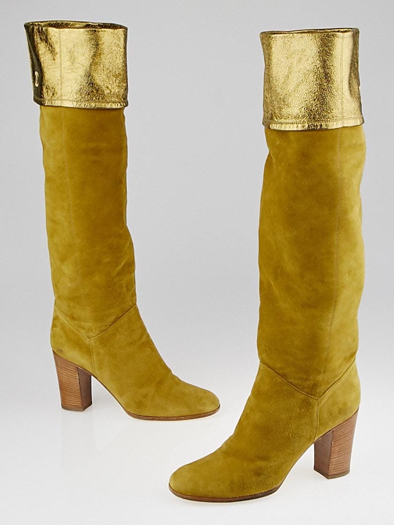 Gold discount suede boots