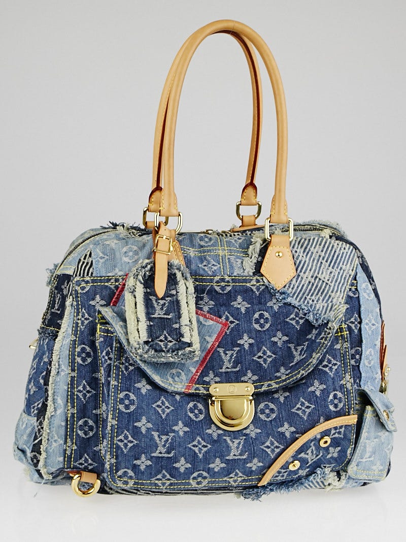 Louis Vuitton Limited Edition Blue Denim Monogram Denim Patchwork Bowly Bag  - Yoogi's Closet