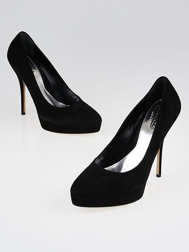 Gucci Black Suede Sofia Platform Pumps Size 7.5/38