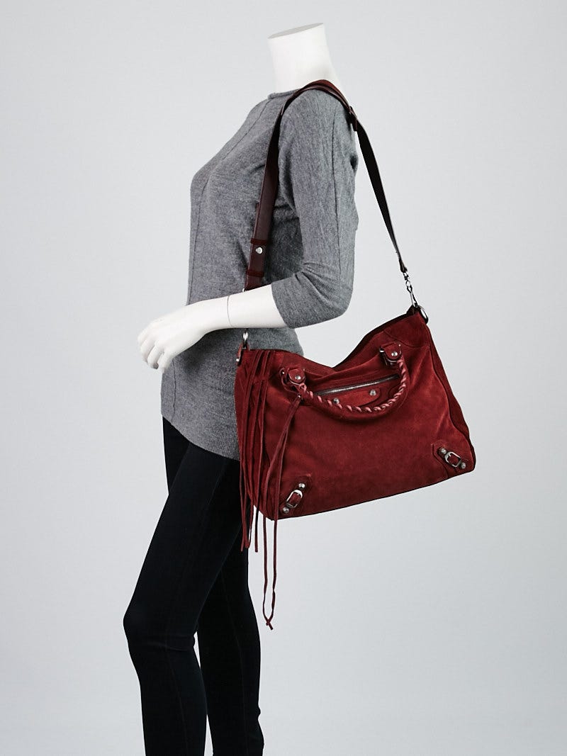 Balenciaga Cassis Suede Baby Daim Motorcycle Velo Bag Yoogi s Closet