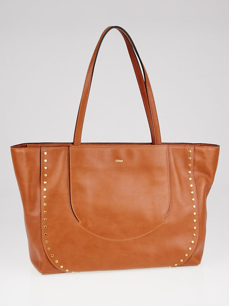 トートバッグ CHLOE Caramel Leather Medium Deia Handbag Chloe Caramel Calfskin Leather Isa Shopper Tote Bag