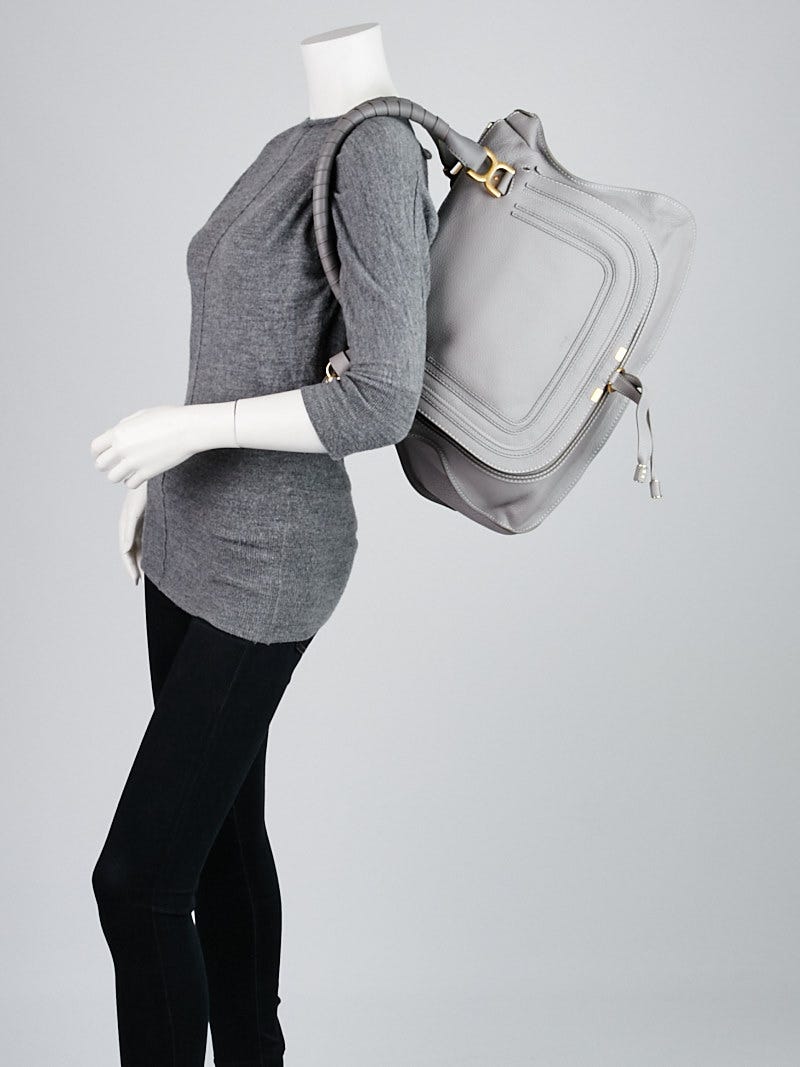 Chloe Cashmere Grey Pebbled Leather Large Marcie Satchel Bag Yoogi s Closet
