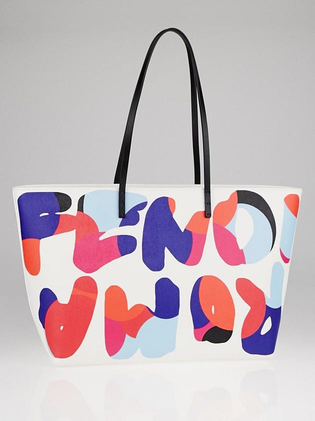 Fendi Multicolore Print Vitello Elite Leather Roll Tote Bag 8BH185