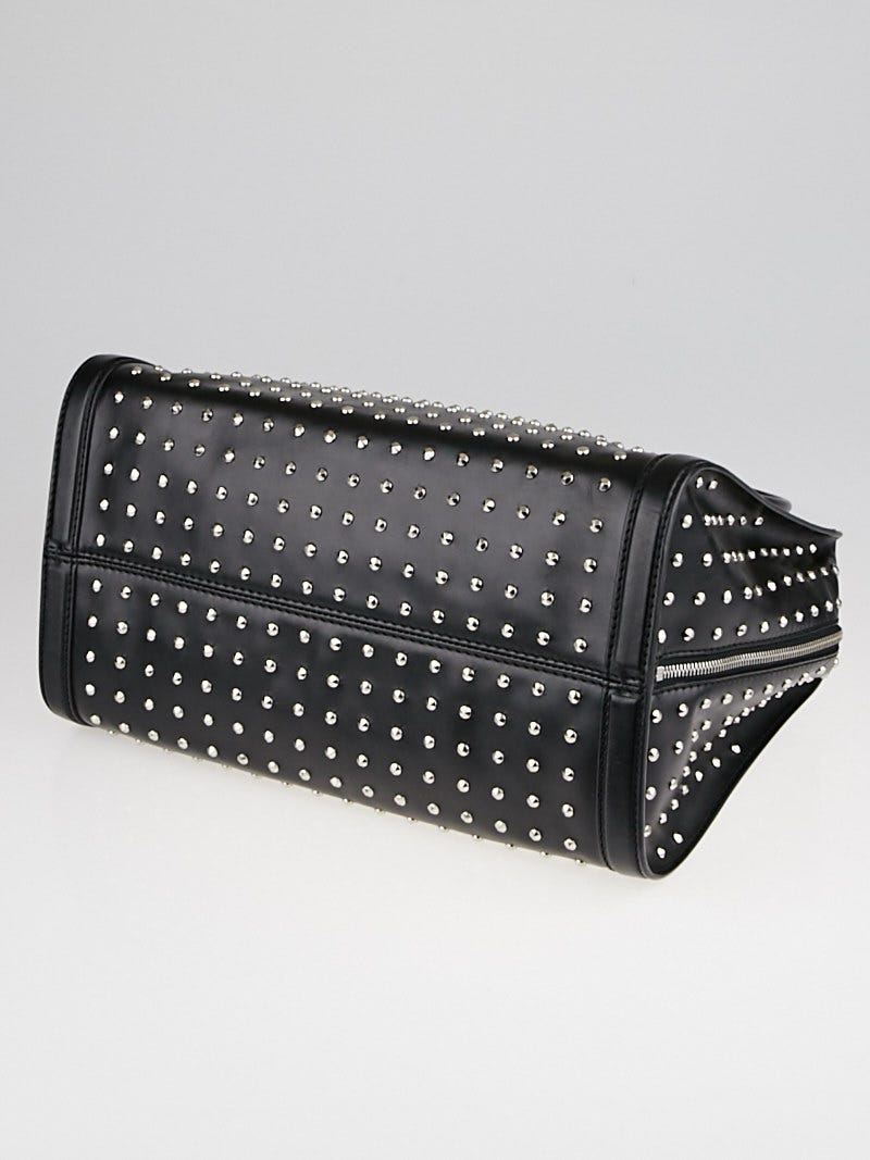 Alexander McQueen Black Studded Leather Medium Skull Padlock