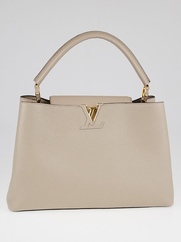 Louis Vuitton Latte Taurillon Leather Capucines MM Bag