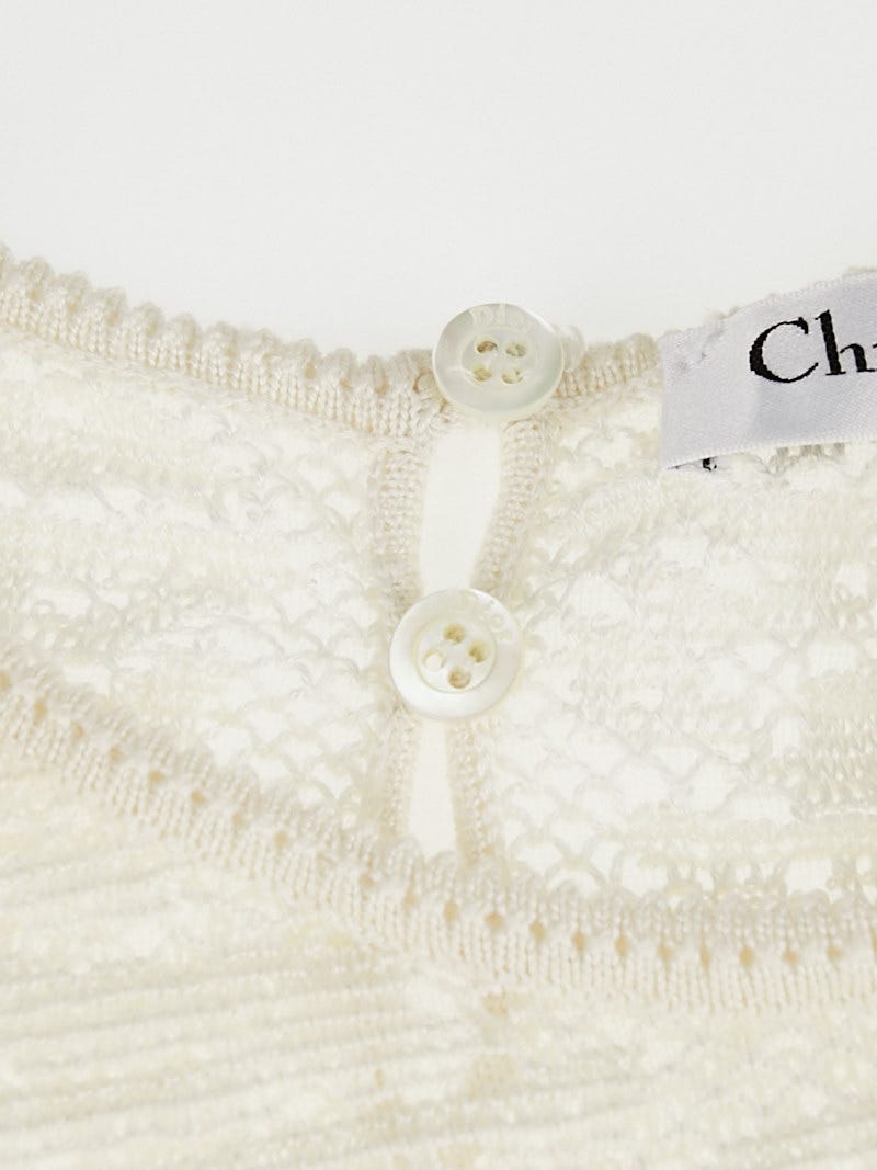 Christian Dior White Silk Blend Lace Sleeveless Dress Size 8