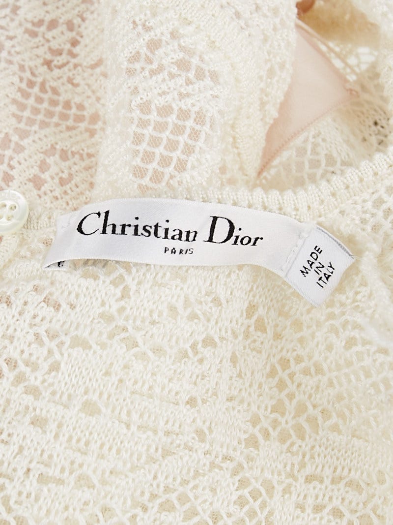 Christian Dior White Silk Blend Lace Sleeveless Dress Size 8