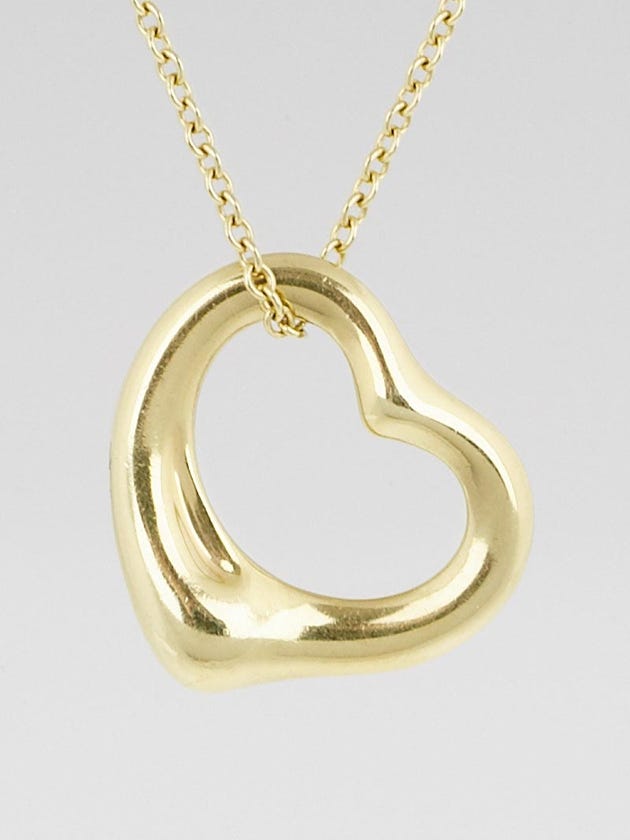 Tiffany & Co. 18k Gold Elsa Peretti Open Heart Mini Pendant Necklace