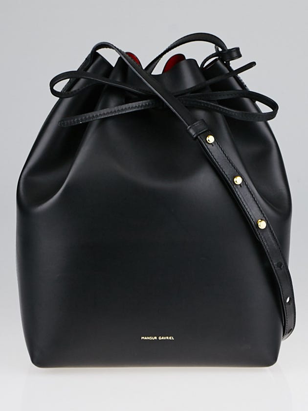Mansur Gavriel Black/Flamma Vegetable Tanned Leather Bucket Bag