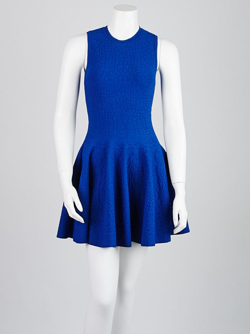 blue alexander mcqueen dress ALEXANDER MCQUEEN RUNWAY S/S 2023 BLUE LEATHER BUSTIER DRESS
