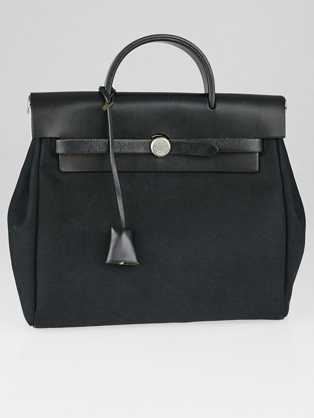 Hermes 30cm Black Canvas/Leather Herbag PM 2-in-1 Bag/Backpack