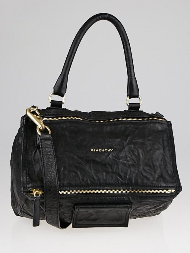 Givenchy Black Wrinkled Sheepskin Leather Medium Pandora Bag