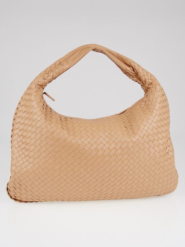 Bottega Veneta Lotus Intrecciato Woven Nappa Leather Large Veneta Hobo Bag