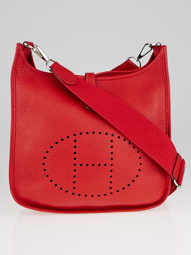 Hermes Rouge Casaque Clemence Leather Evelyne III PM Bag