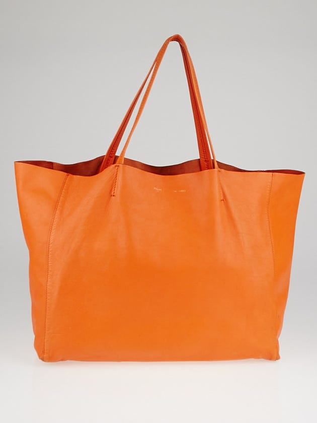 Celine Orange Lambskin Leather Horizontal Cabas Tote Bag