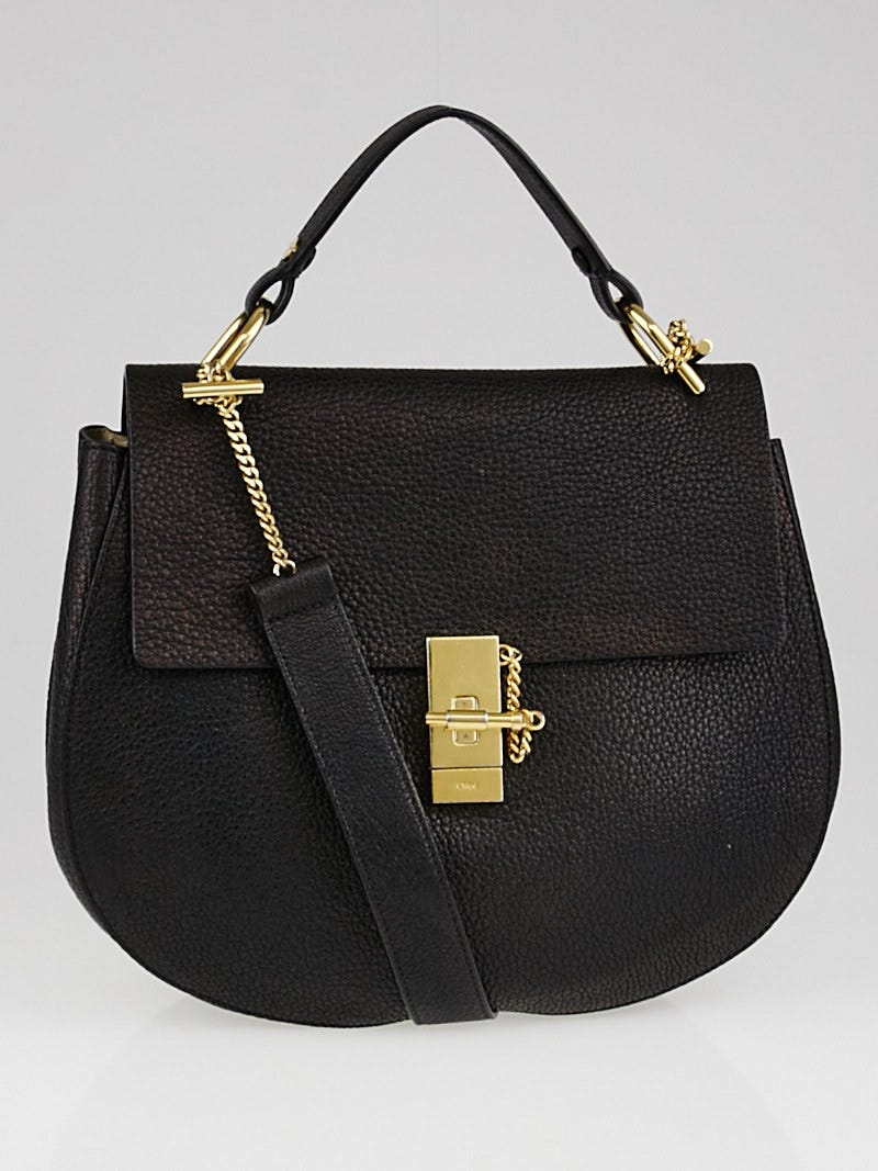 Chloe Black Pebbled Leather Medium Drew Shoulder Bag Yoogi s Closet