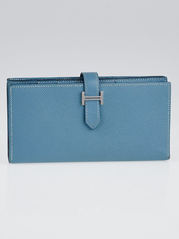 Hermes Blue Jean Epsom Leather Bearn Gusset Wallet
