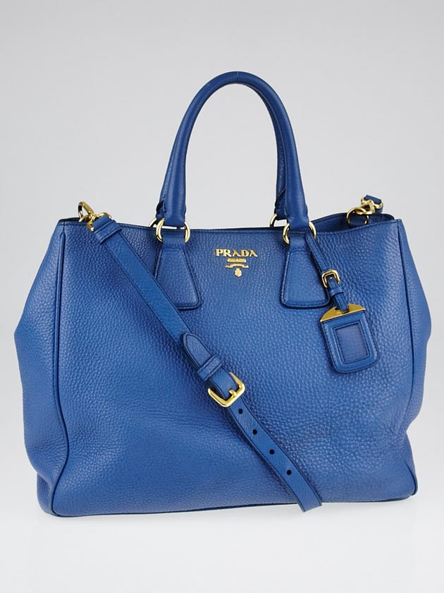 Prada Cobalto Vitello Daino Leather Shopping Tote Bag BN2423