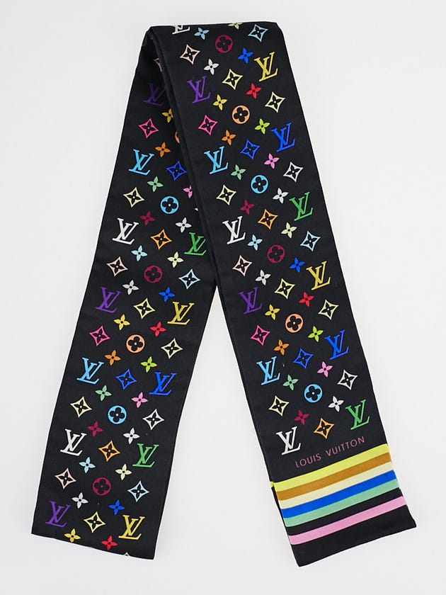 Louis Vuitton Black Monogram Multicolore Silk Bandeau Scarf