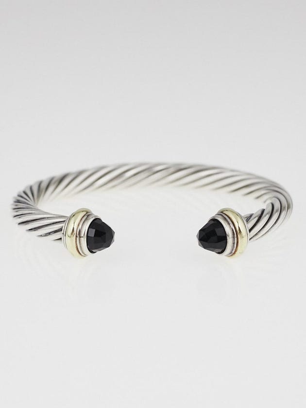 David Yurman 7mm Sterling Silver and Black Onyx Cable Classics Bracelet