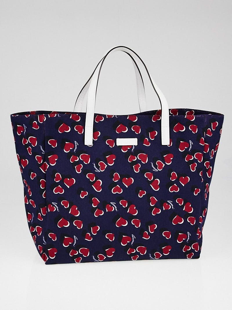 Gucci Purple Heartbeat Print Canvas Tote Bag | Yoogi's Closet