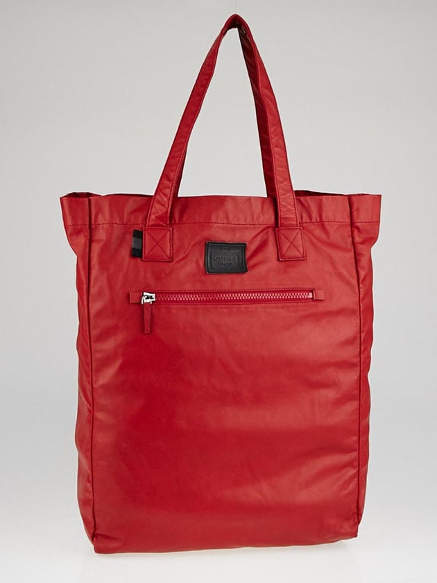 Gucci Red Leather Viaggio Tote Bag