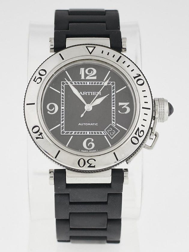 Cartier 40.5mm Stainless Steel and Black Rubber Pasha Seatimer Automatic Watch W31077U2