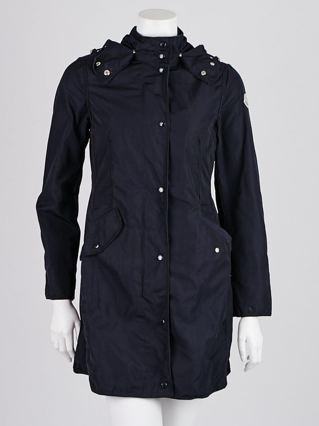 Moncler Navy Blue Polyester Rain Jacket Size 0/XS