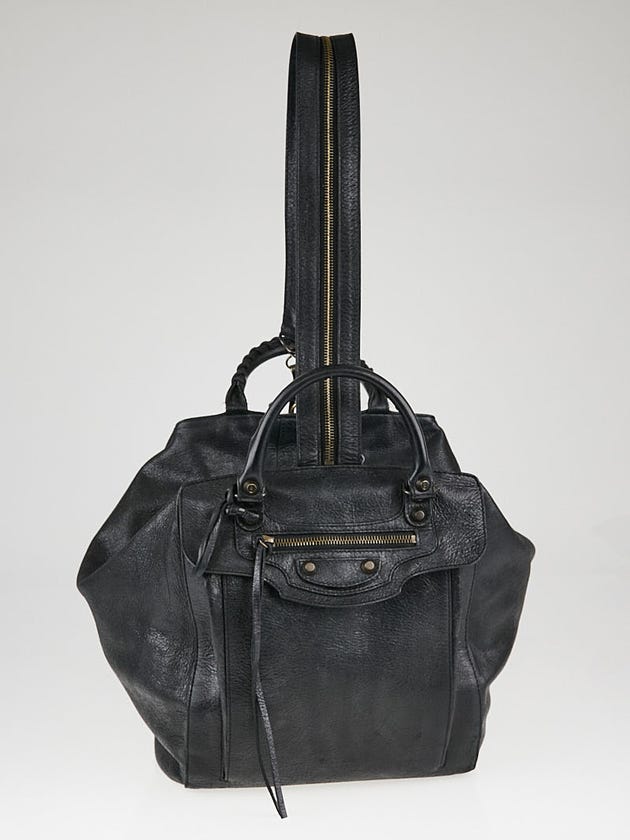 Balenciaga Black Lambskin Leather Convertible Traveler Backpack