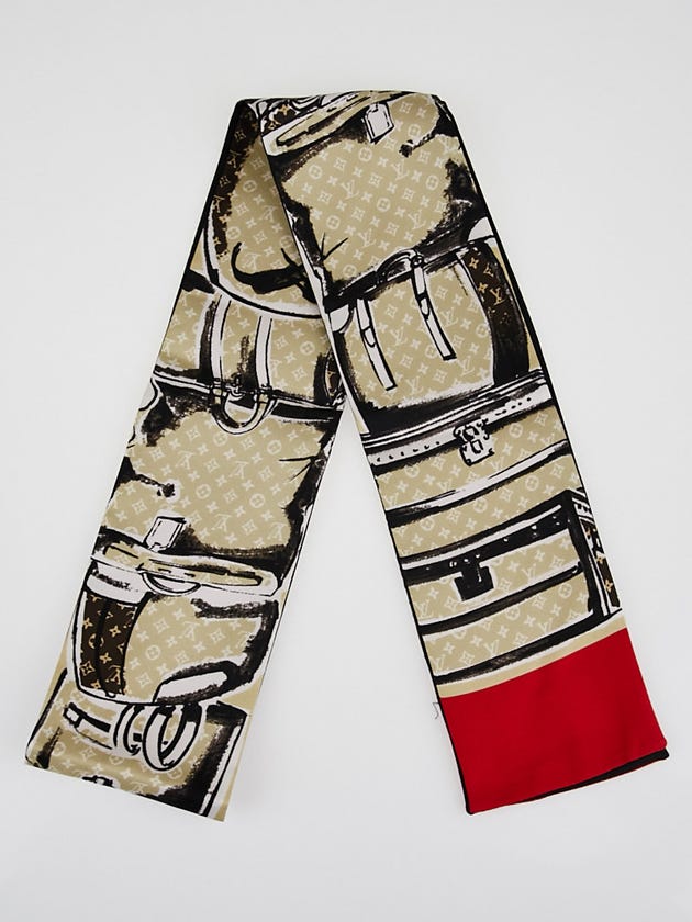 Louis Vuitton Red/Black Silk Bandeau Scarf