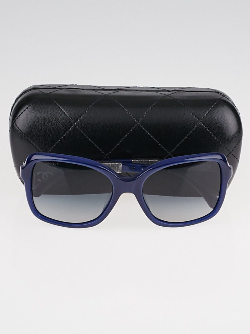 Chanel 5308-B-A Polarized Sunglasses Black Crystal Jewel Square Frame Box Case Chanel Blue Square Acetate Frame and Crystals Bijou  main image 3