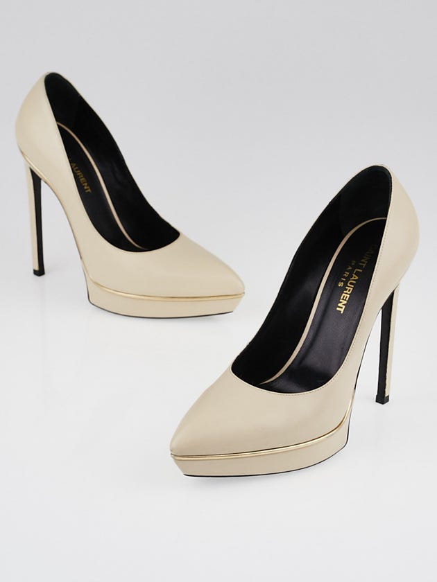 Yves Saint Laurent Nude Powder Calf Leather Janis Pumps Size 6/36.5
